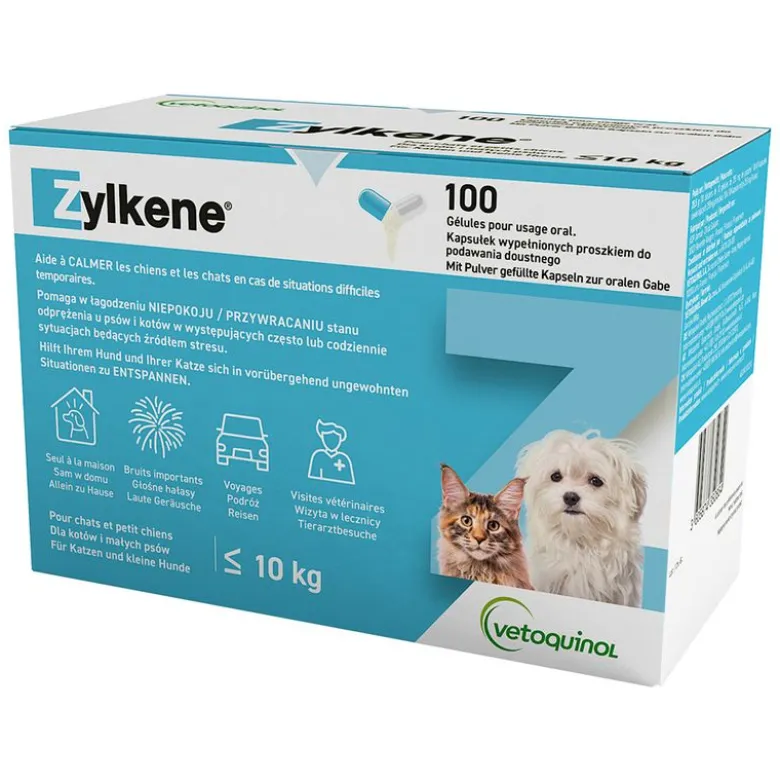 Zylkene-kapselit 75 mg alle 10 kg painaville koirille ja kissoille